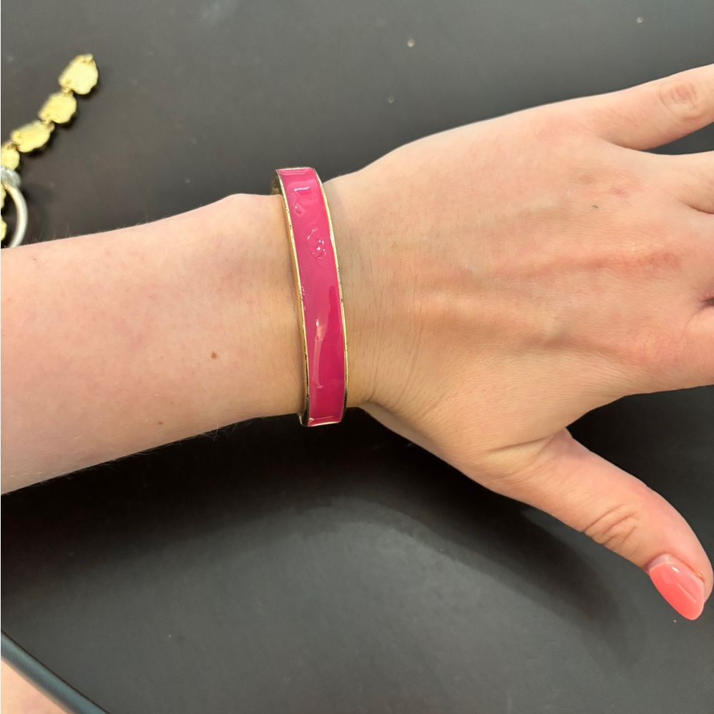 Pink & Gold Hinge Bangle Bracelet